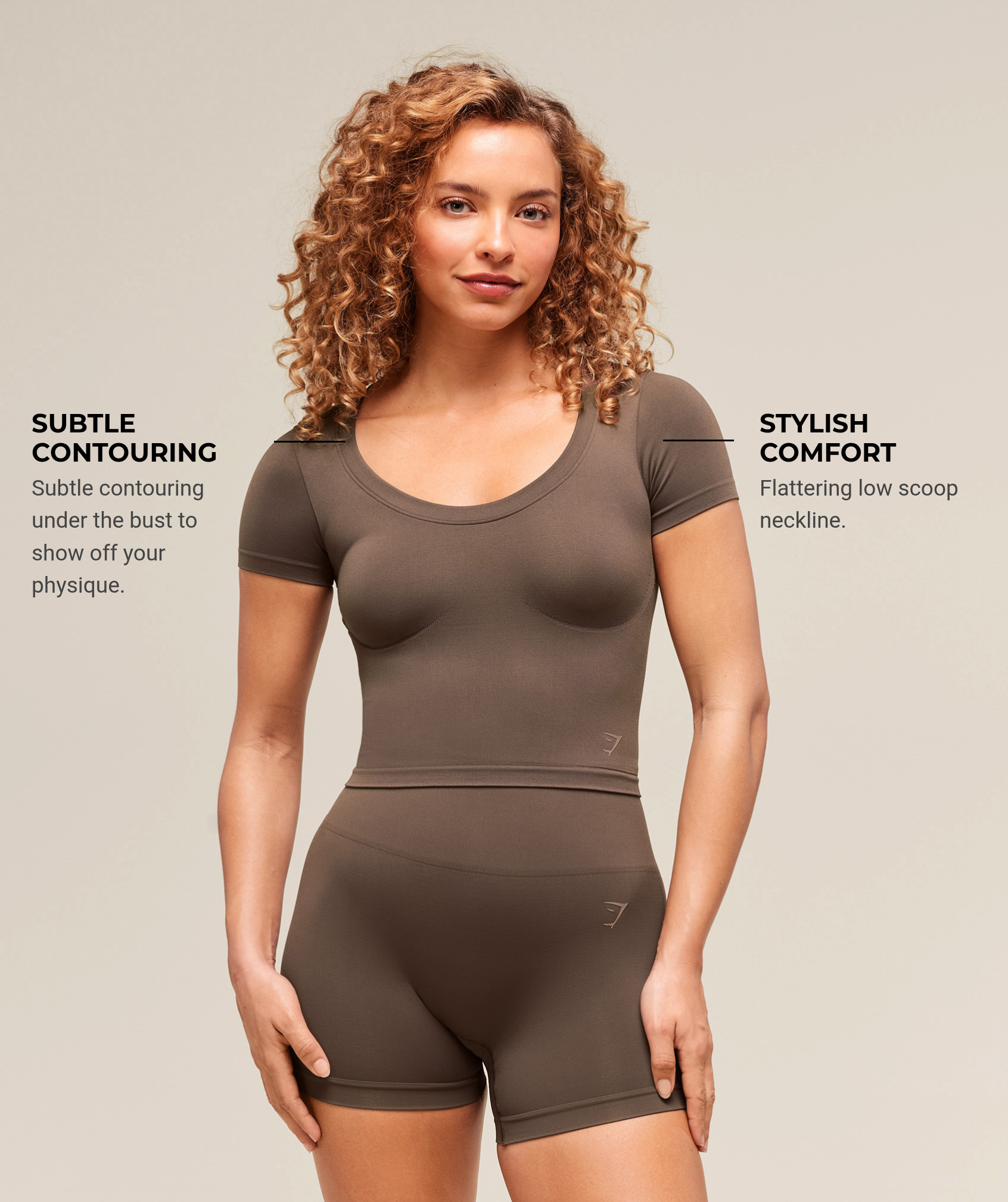 Women's Gymshark Soft Sculpt Midi T-Shirt Walnut Brown