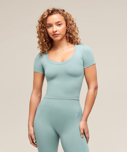 Women's Gymshark Soft Sculpt Midi T-Shirt Rest Blue