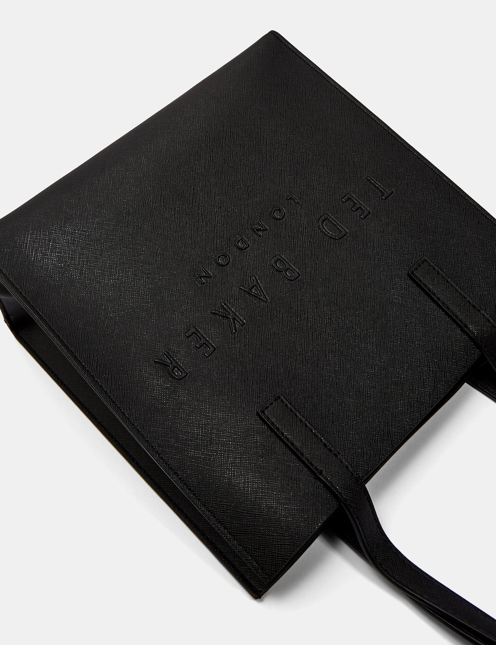Ted Baker Seacon Black Textured Pu Leather Small Icon Tote Bag Women's