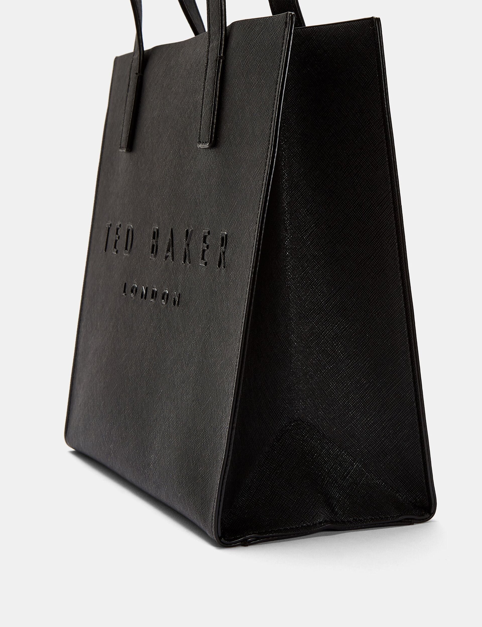 Ted Baker Seacon Black Textured Pu Leather Small Icon Tote Bag Women's