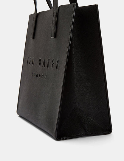Ted Baker Seacon Black Textured Pu Leather Small Icon Tote Bag Women's