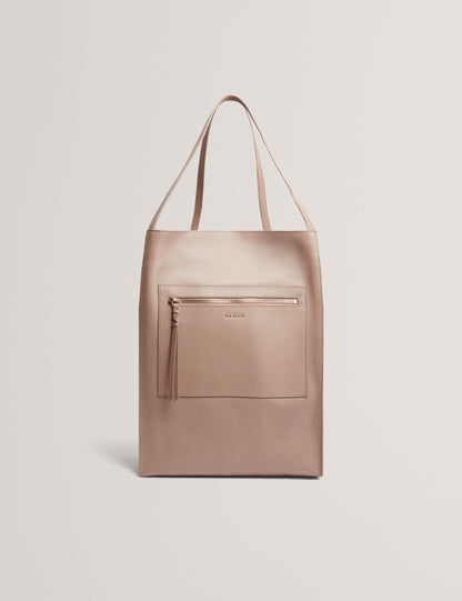 Ted Baker Tammila Tall Soft Leather Structured Tote Bag In Taupe Women's