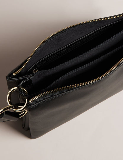 Ted Baker Darceyy Black Leather Crossbody Bag With Webbing Strap Women's