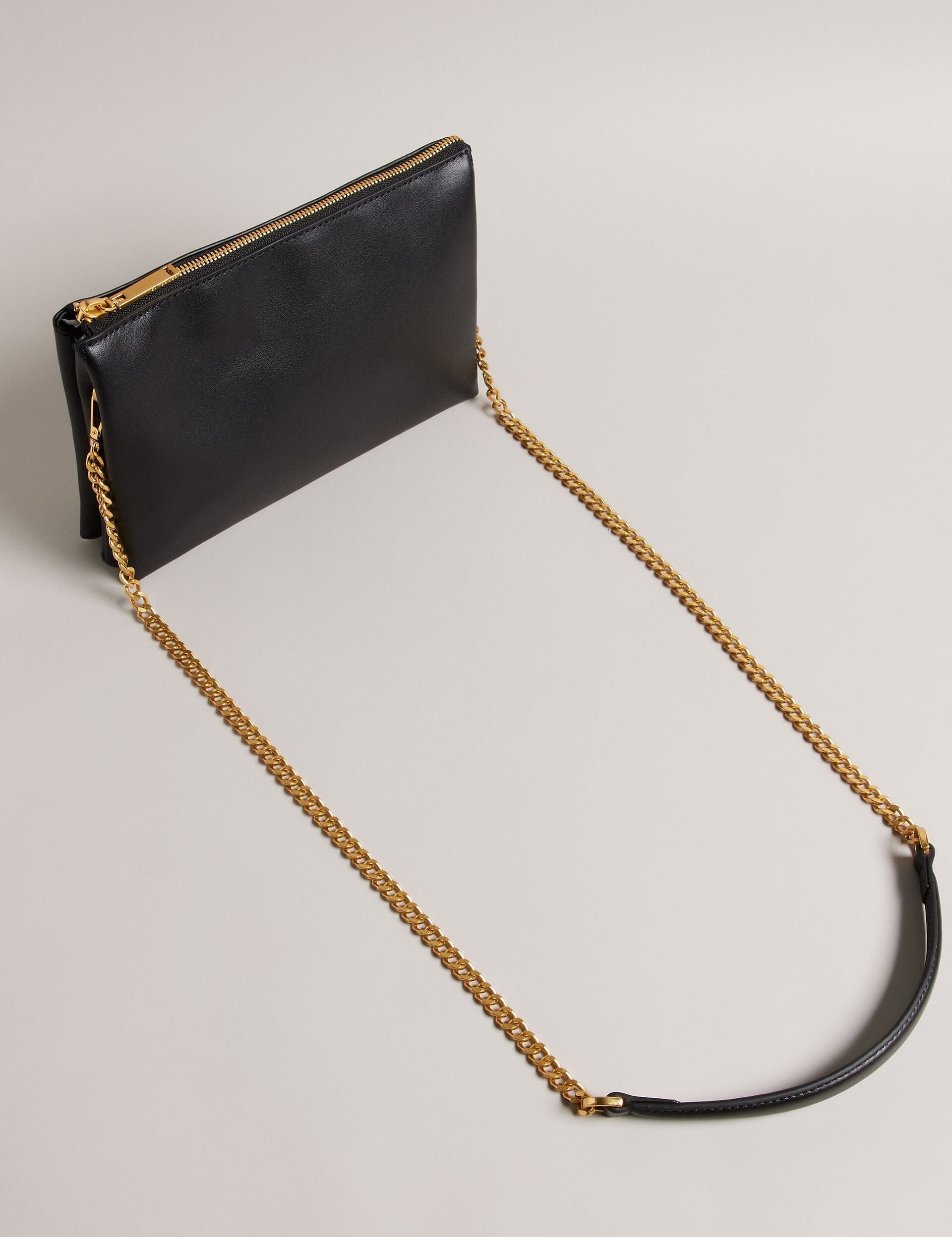 Ted Baker Esille Black Branded Webbing Crossbody Leather Bag Women's