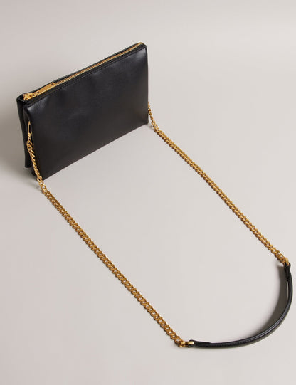 Ted Baker Esille Black Branded Webbing Crossbody Leather Bag Women's