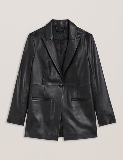 Ted Baker Melliie Longline Single Breasted Leather Blazer Women's