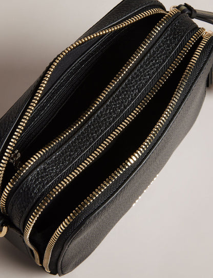 Ted Baker Stunna Mini Black Leather Crossbody Camera Bag Women's