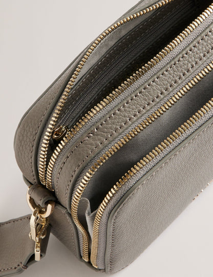 Ted Baker Stunna Mini Grey Leather Crossbody Camera Bag Women's