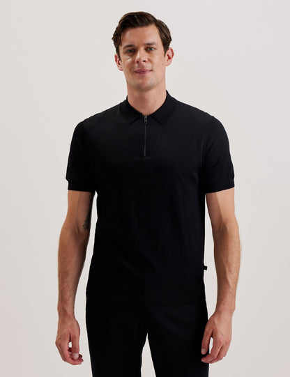 Ted Baker Daldin Zip Collar Stretch Knit Polo Shirt