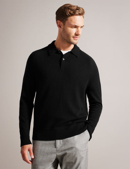 Ted Baker Karolt Cashmere Knit Long Sleeve Polo Top