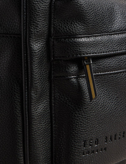 Ted Baker Kaileb Black Faux Leather Backpack With Webbing Straps