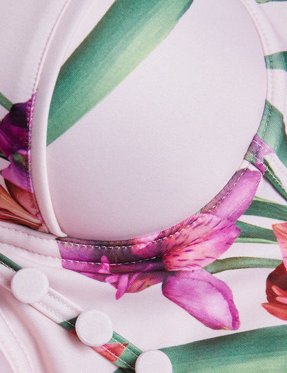 Ted Baker Allynaa Floral Button Detail Longline Bikini Top Women's