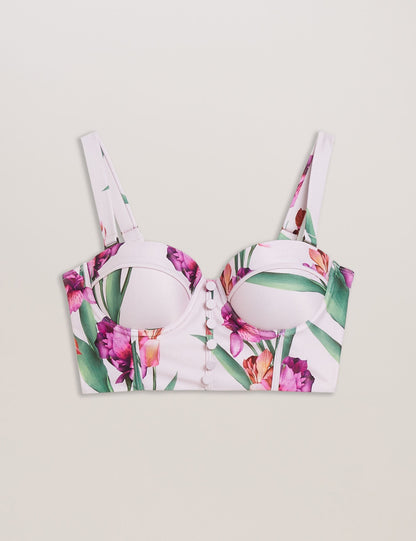 Ted Baker Allynaa Floral Button Detail Longline Bikini Top Women's