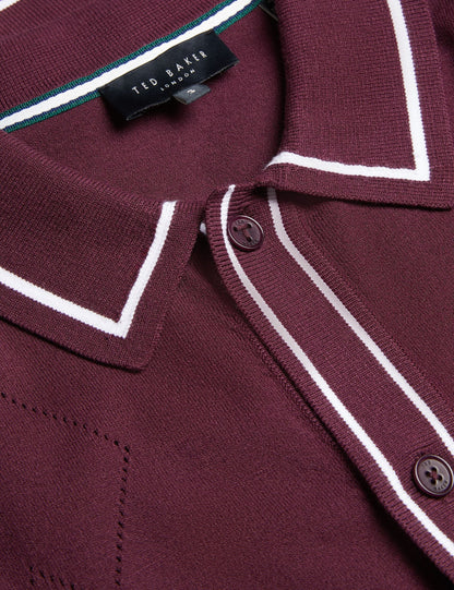 Ted Baker Elmdon Pointelle Diamond Knitted Long Sleeve Shirt