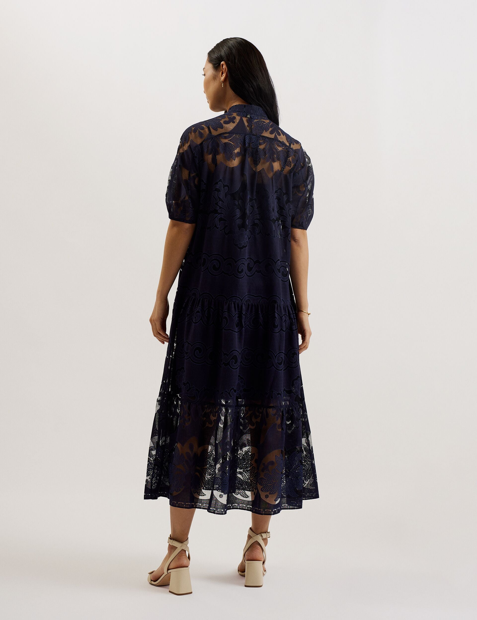 Ted Baker Xativa Lace Puff Sleeve Midi Shift Dress Women's – Kicks Machine