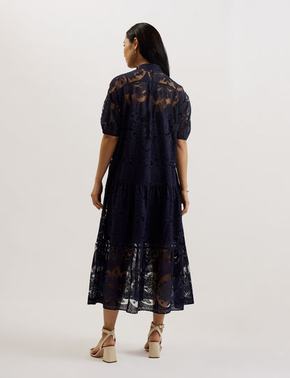 Ted Baker Xativa Lace Puff Sleeve Midi Shift Dress Women's