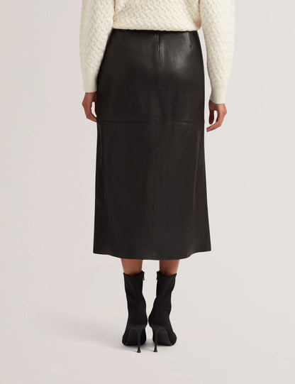 Ted Baker Aoto Leather Pencil Midi Skirt With Seam Detail Women's
