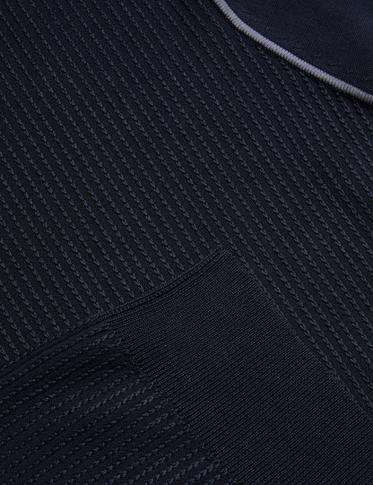 Ted Baker Paxto Textured Zip Polo With Striped Collar
