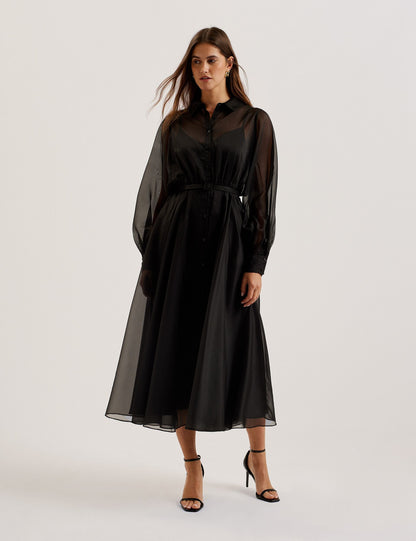 Ted Baker Gibara Organza Midi Shirt Dress With Belt Women's