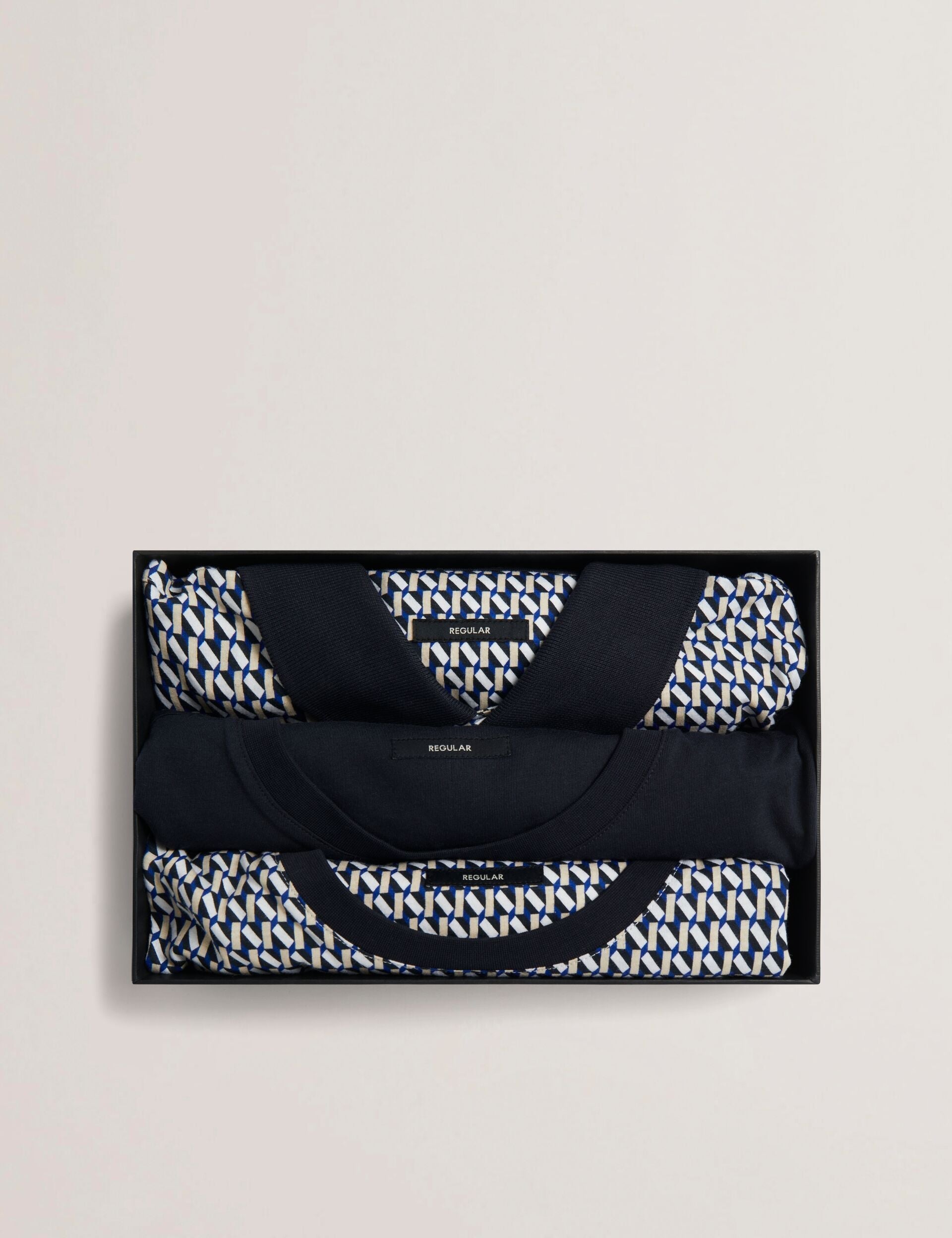 Ted Baker Sangs Geometric Jersey Top Gift Set In Navy