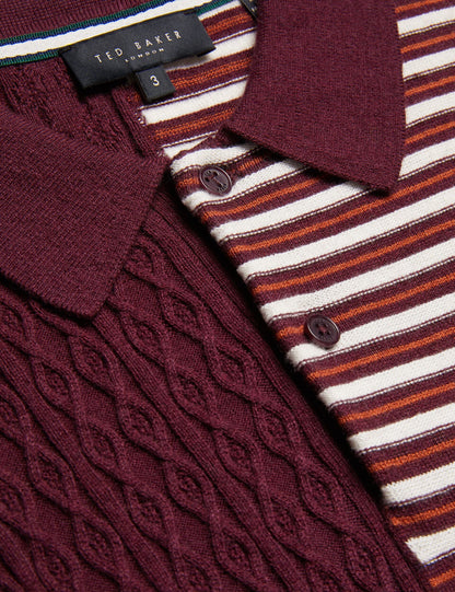 Ted Baker Minsta Textured Patchwork Knit Polo Shirt