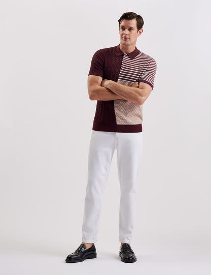Ted Baker Minsta Textured Patchwork Knit Polo Shirt