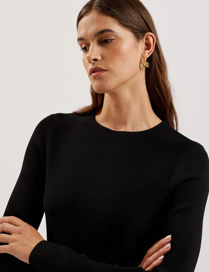 Ted Baker Loisss Flounce Hem Long Sleeve Knitted Mini Dress Women's