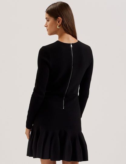 Ted Baker Loisss Flounce Hem Long Sleeve Knitted Mini Dress Women's