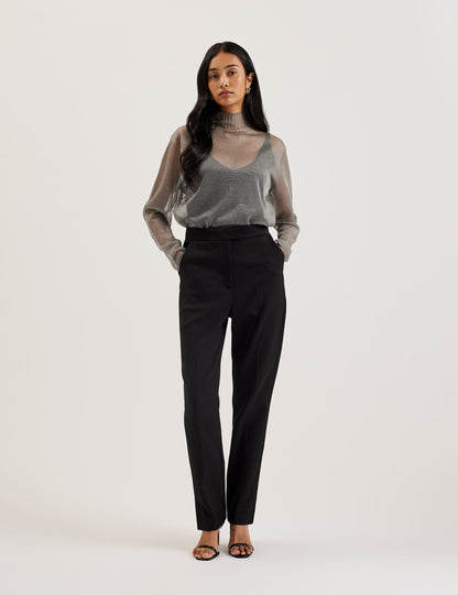 Ted Baker Taylaw Shimmer Sheer Knit Funnel Neck Top Women's