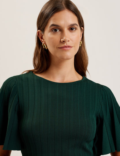 Ted Baker Iivanna Ribbed Knit Top With Fluted Short Sleeves Women's