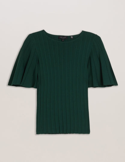 Ted Baker Iivanna Ribbed Knit Top With Fluted Short Sleeves Women's