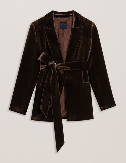 Ted Baker Momiji Velvet Tie Waist Single Breasted Blazer Women's