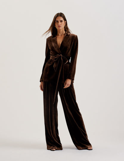 Ted Baker Momijit Velvet Pleated Wide Leg Trousers Women's