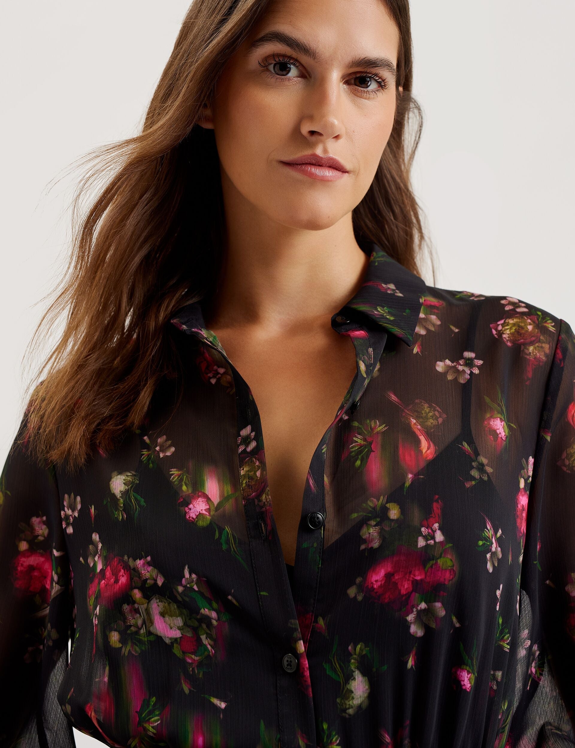 Ted Baker Ceiba Floral Print Pleated Maxi Shirt Dress Women's