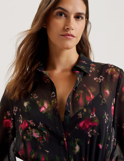 Ted Baker Ceiba Floral Print Pleated Maxi Shirt Dress Women's