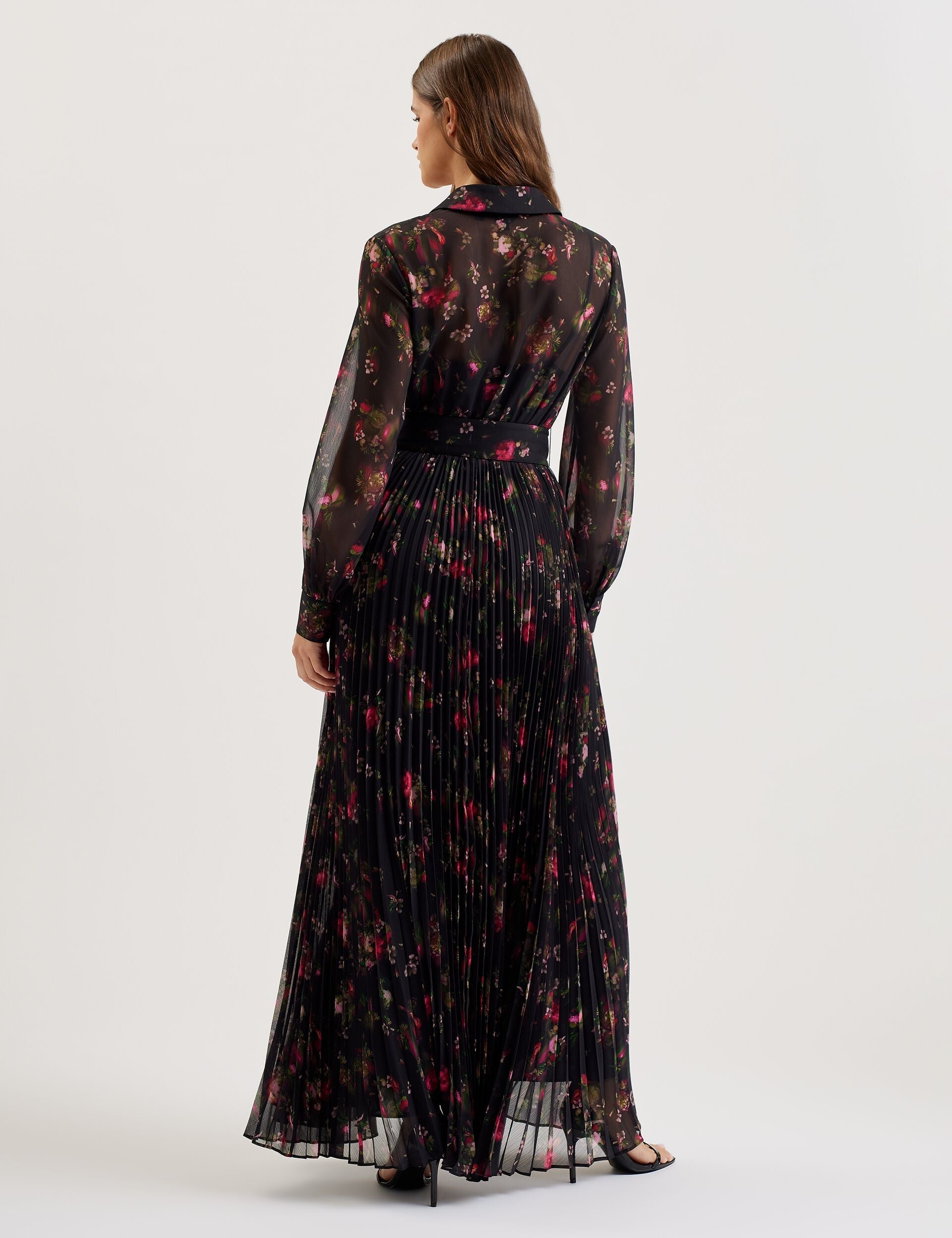 Ted Baker Ceiba Floral Print Pleated Maxi Shirt Dress Women's