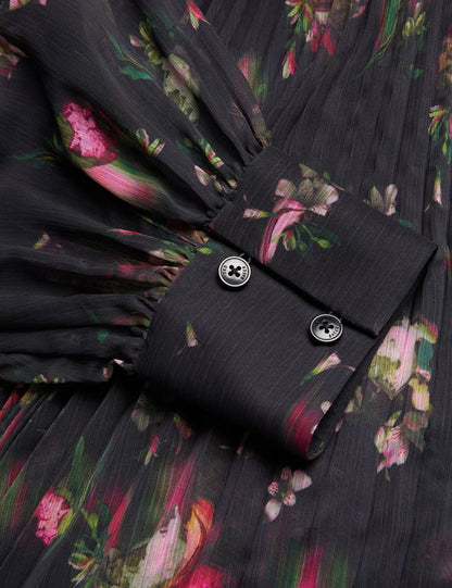 Ted Baker Ceiba Floral Print Pleated Maxi Shirt Dress Women's