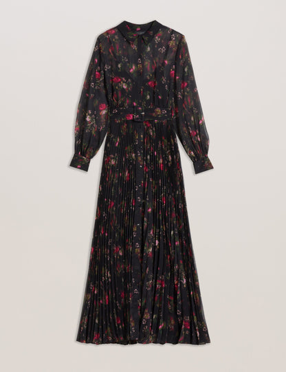 Ted Baker Ceiba Floral Print Pleated Maxi Shirt Dress Women's