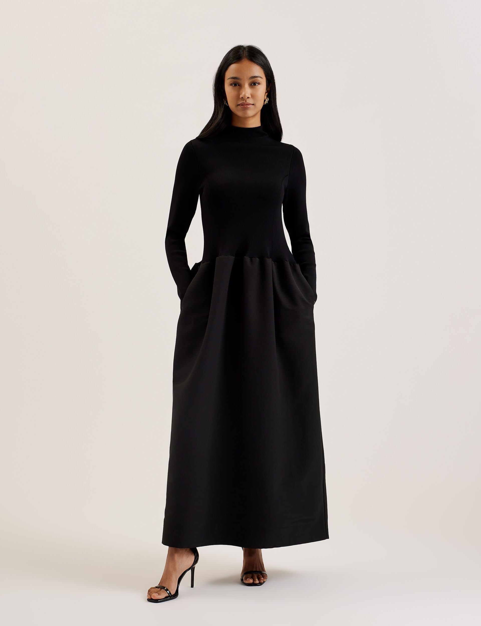 Ted Baker Pylia Structured Maxi Dress With Knitted Bodice Women's