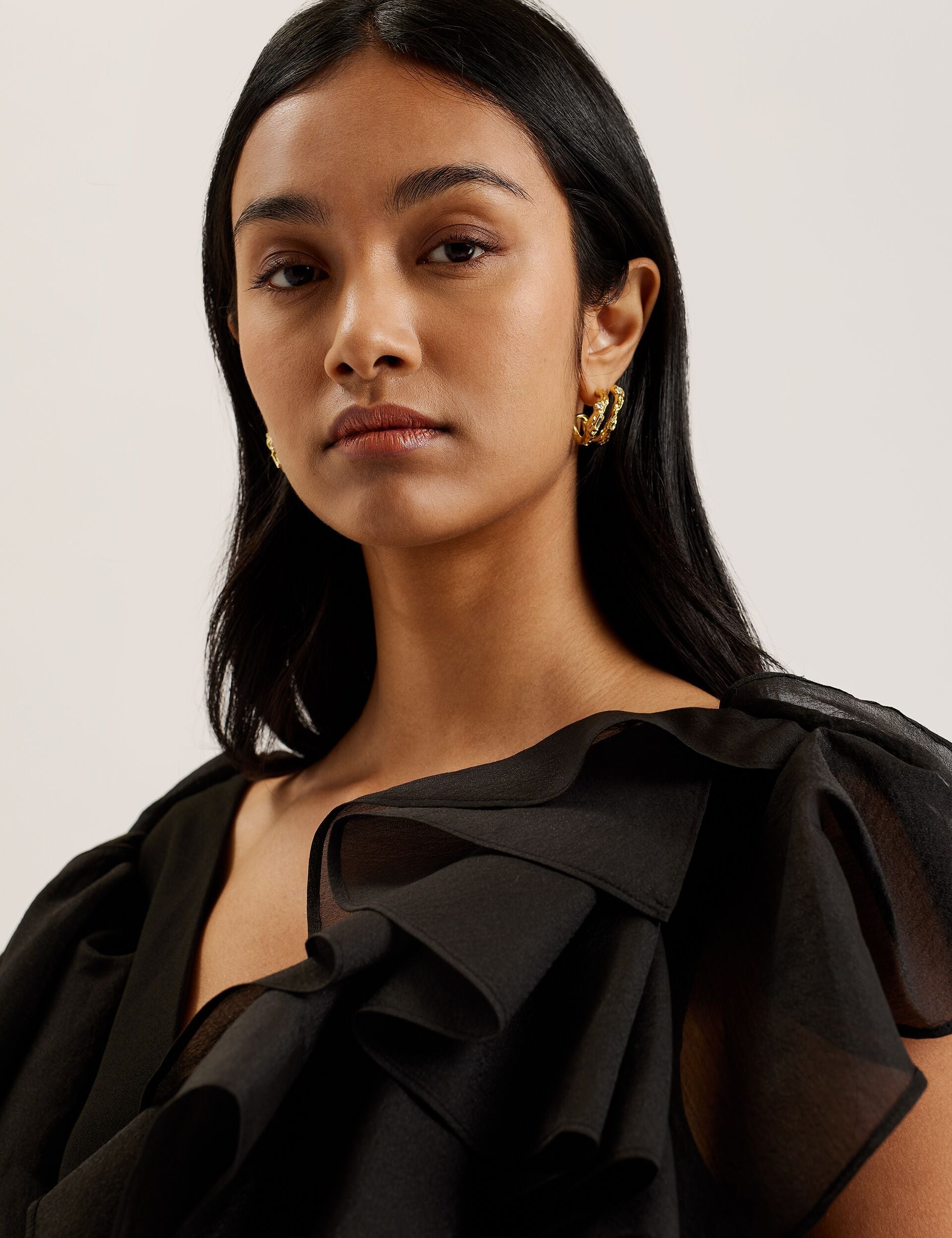 Ted Baker Elqui Oversized Ruffle Trim Vneck Mini Dress Women's