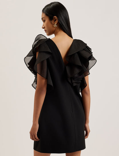 Ted Baker Elqui Oversized Ruffle Trim Vneck Mini Dress Women's