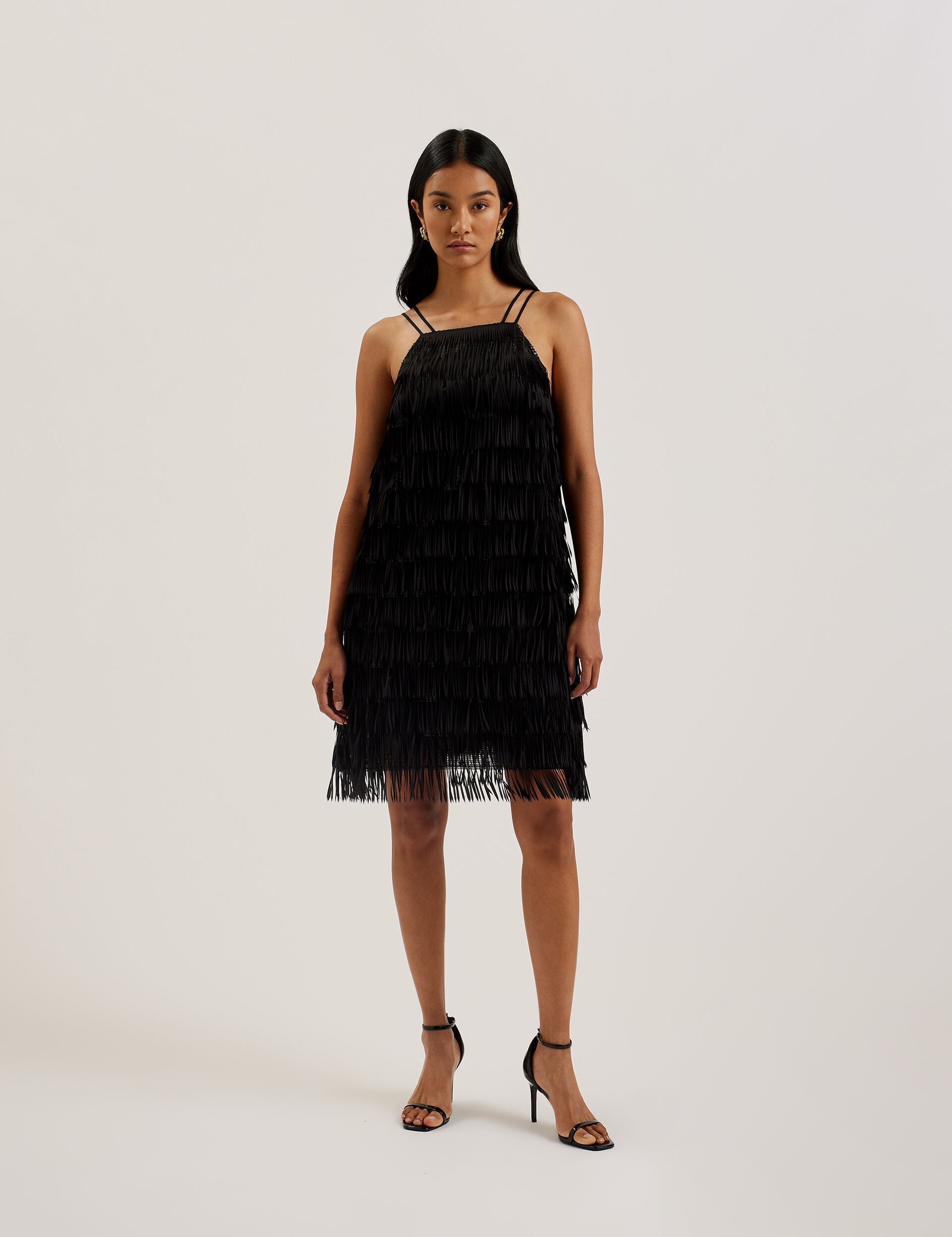 Ted Baker Bartin Fringed Sequin Halter Strap Mini Dress Women's