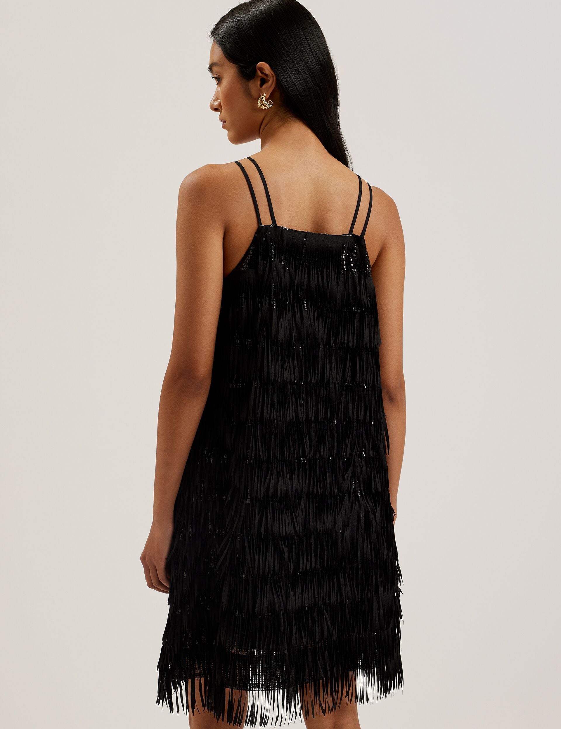 Ted Baker Bartin Fringed Sequin Halter Strap Mini Dress Women's