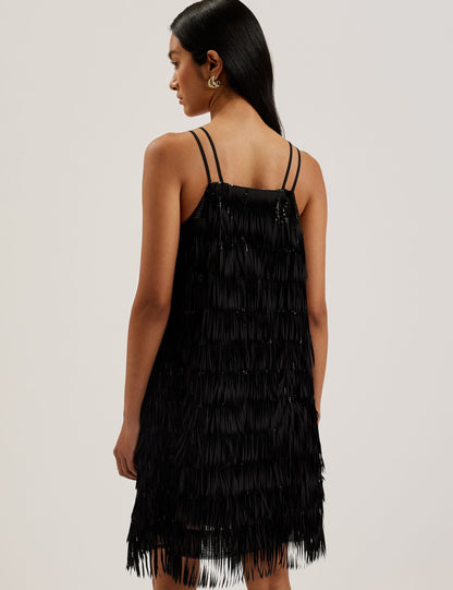 Ted Baker Bartin Fringed Sequin Halter Strap Mini Dress Women's
