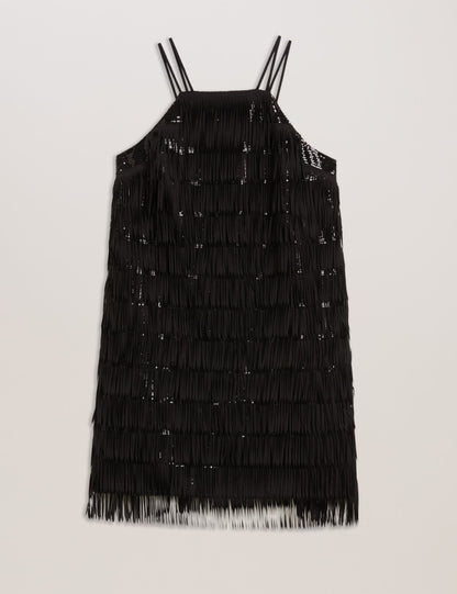 Ted Baker Bartin Fringed Sequin Halter Strap Mini Dress Women's
