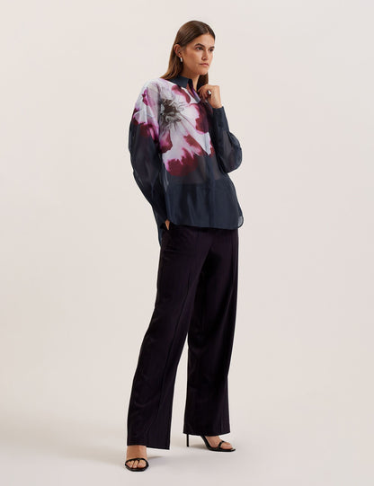Ted Baker Orrin Floral Sheer Organza Oversized Shirt Women's