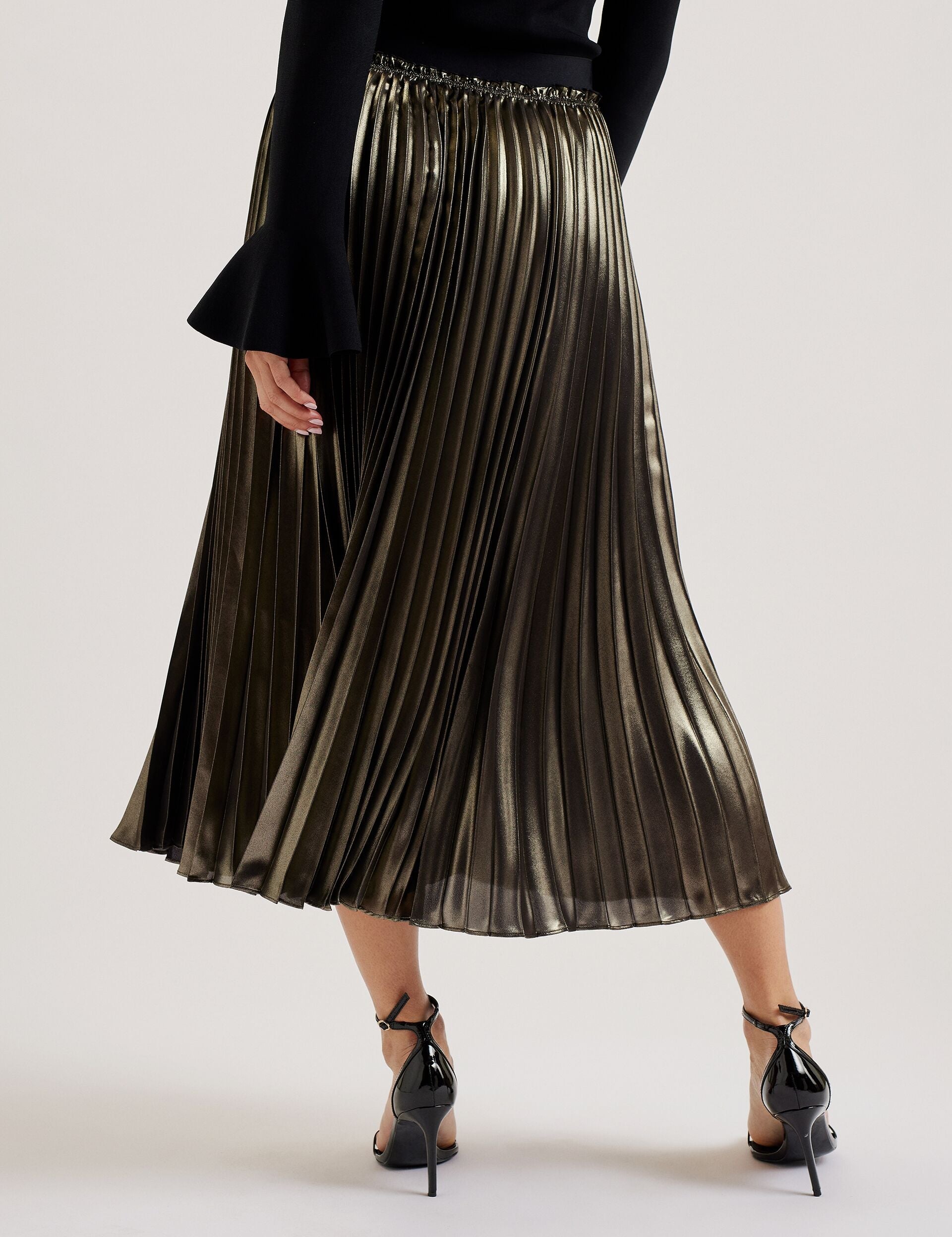 Ted Baker Kese Metallic Pleated Aline Midi Skirt Women's