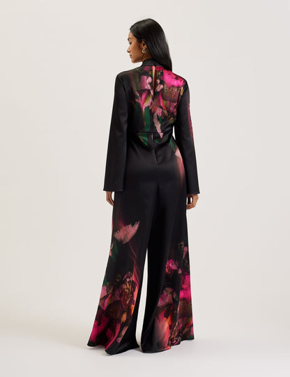 Ted Baker Lousios Printed Tie Neck Wide Leg Jumpsuit Women's