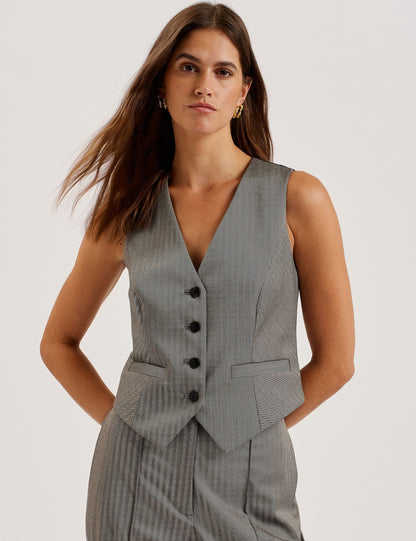 Ted Baker Koaw Herringbone Single Breasted Waistcoat Women's