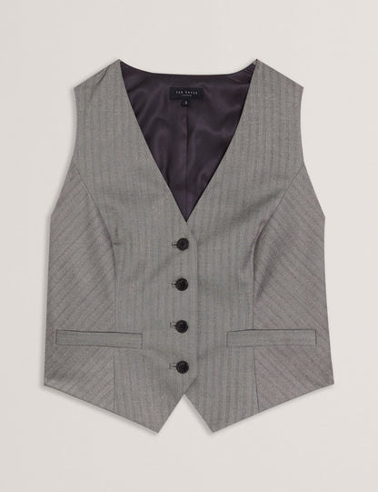 Ted Baker Koaw Herringbone Single Breasted Waistcoat Women's